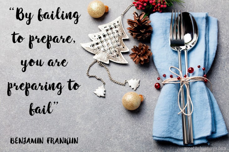 Holiday table setting with Benjamin Franklin Quote - Stay Keto Over The Holidays – 3 Foolproof Tips For Success!